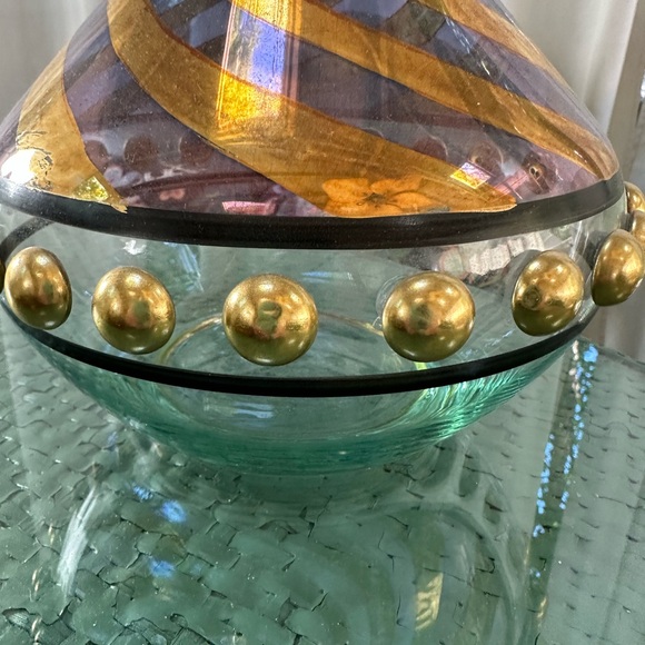 MacKenzie-Childs Gold Decantor 11” - Picture 3 of 8